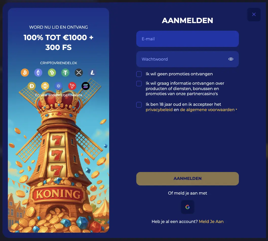 Online inlogformulier